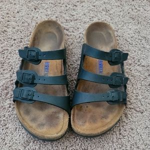 Birkenstock "Florida" Black 3 strap Sandal. Size 38 or 7 - 7.5